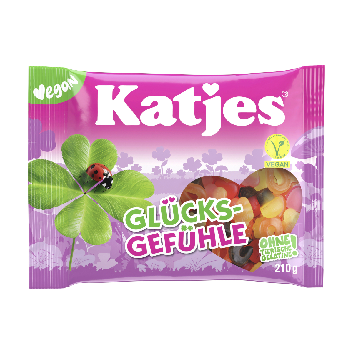 Katjes Glücksgefühle Mischung aus Fruchtgummi und Lakritz vegan 210g