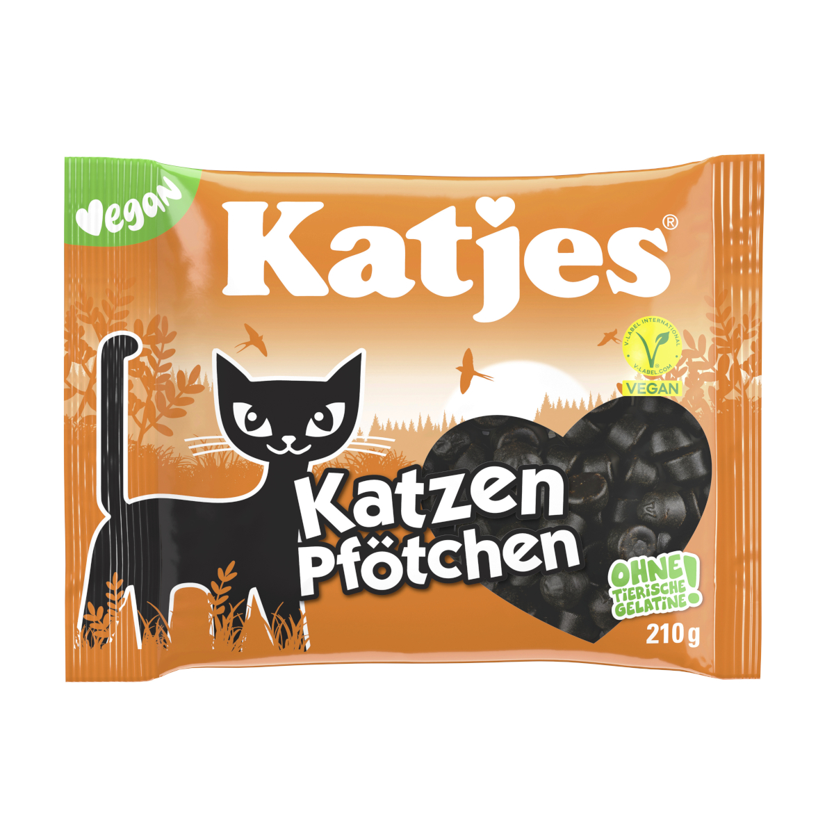 Katjes Katzen Pfötchen Lakritz vegan weiche Konsistenz Packung 210g