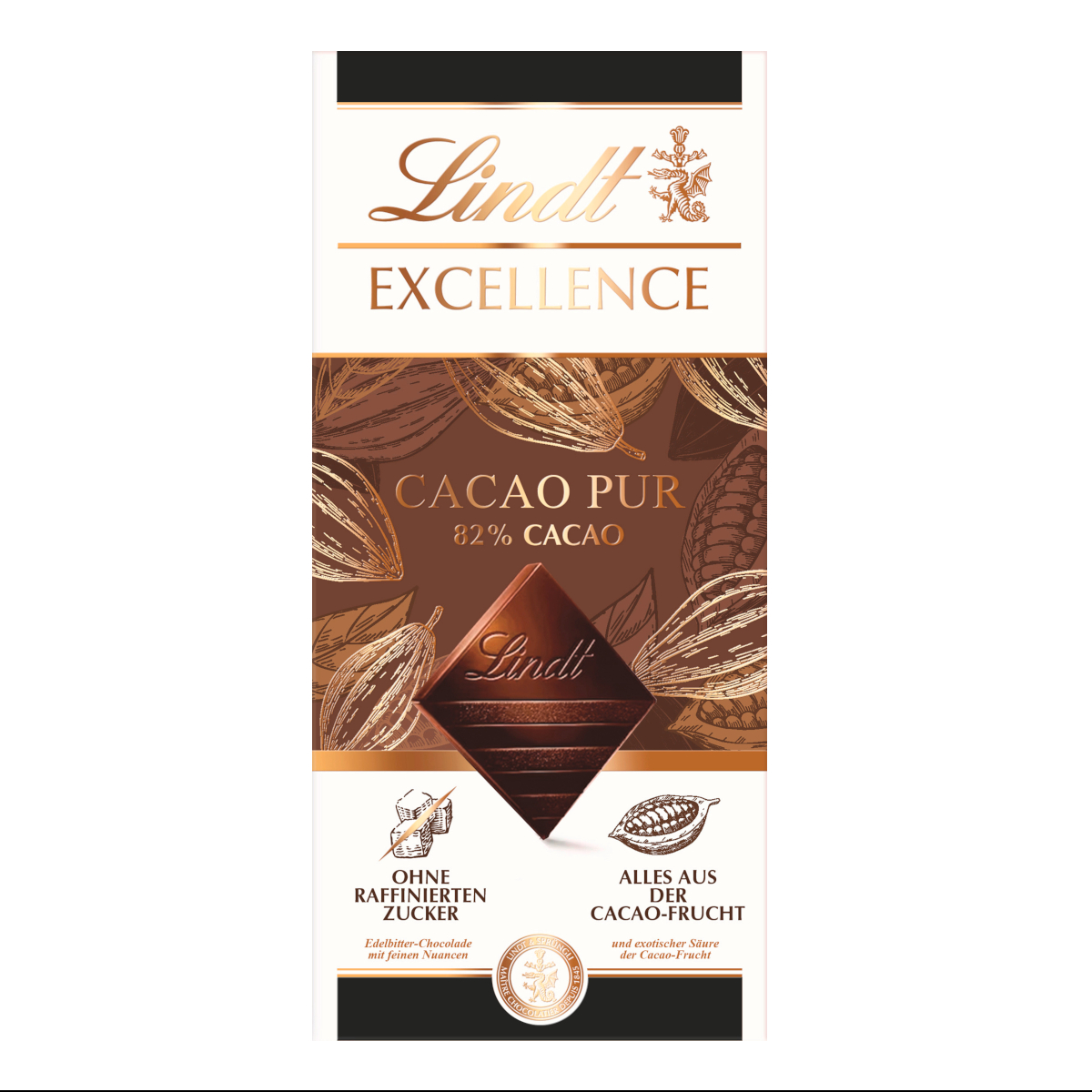 Lindt Excellence Cacao Pur Schokolade aus der Cacao Frucht 50g