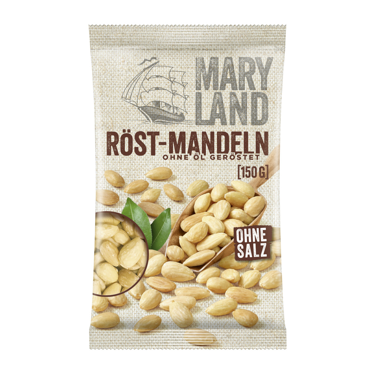 Maryland Röst Mandeln ohne Öl geröstet blanchiert ohne Salz 150g