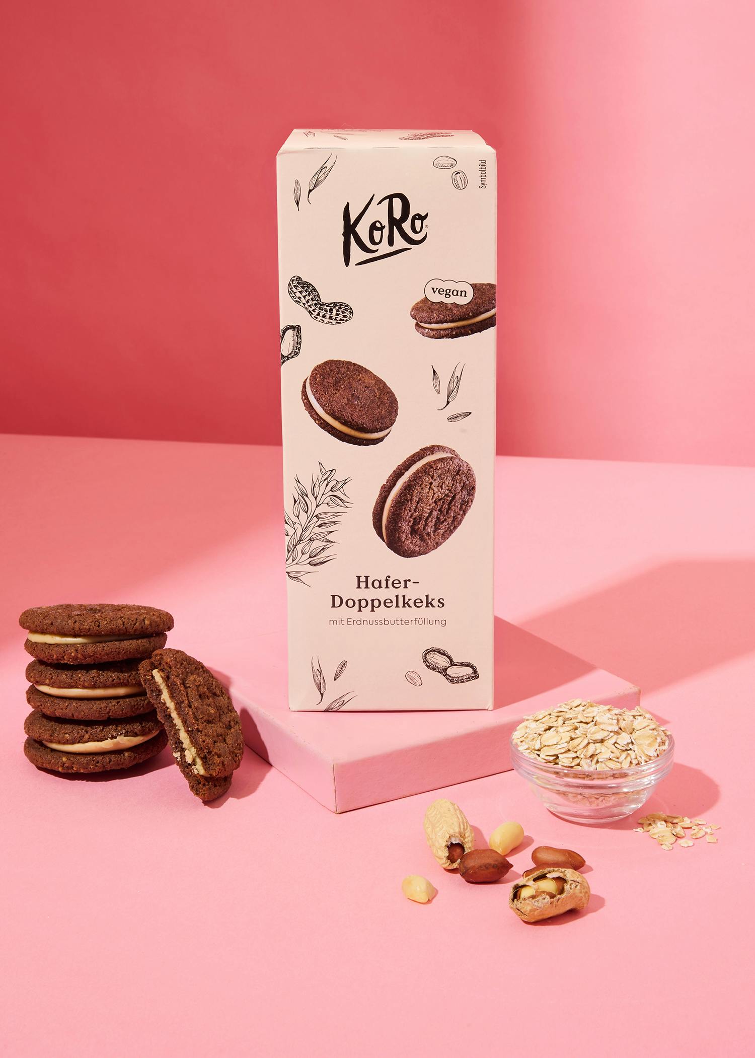 Oat double biscuit with peanut butter filling 180g