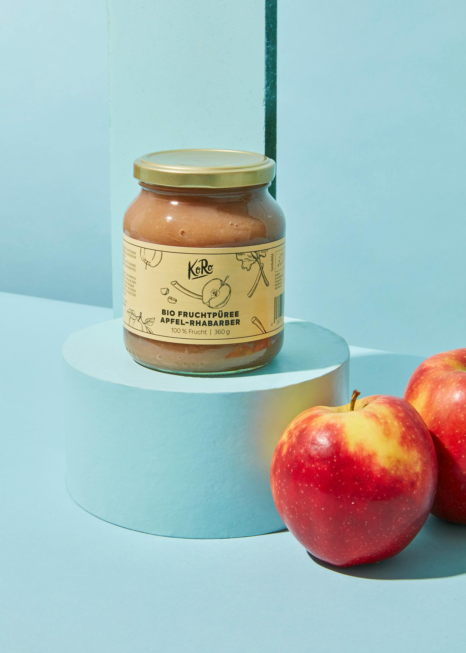 Organic apple-rhubarb fruit purée 360g