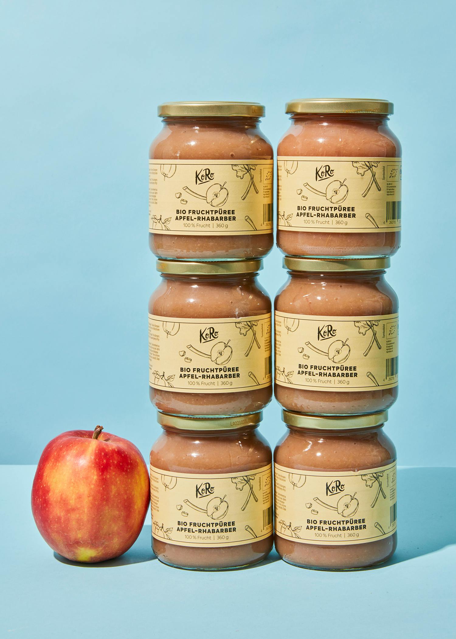 Organic apple-rhubarb fruit purée 6 x 360g