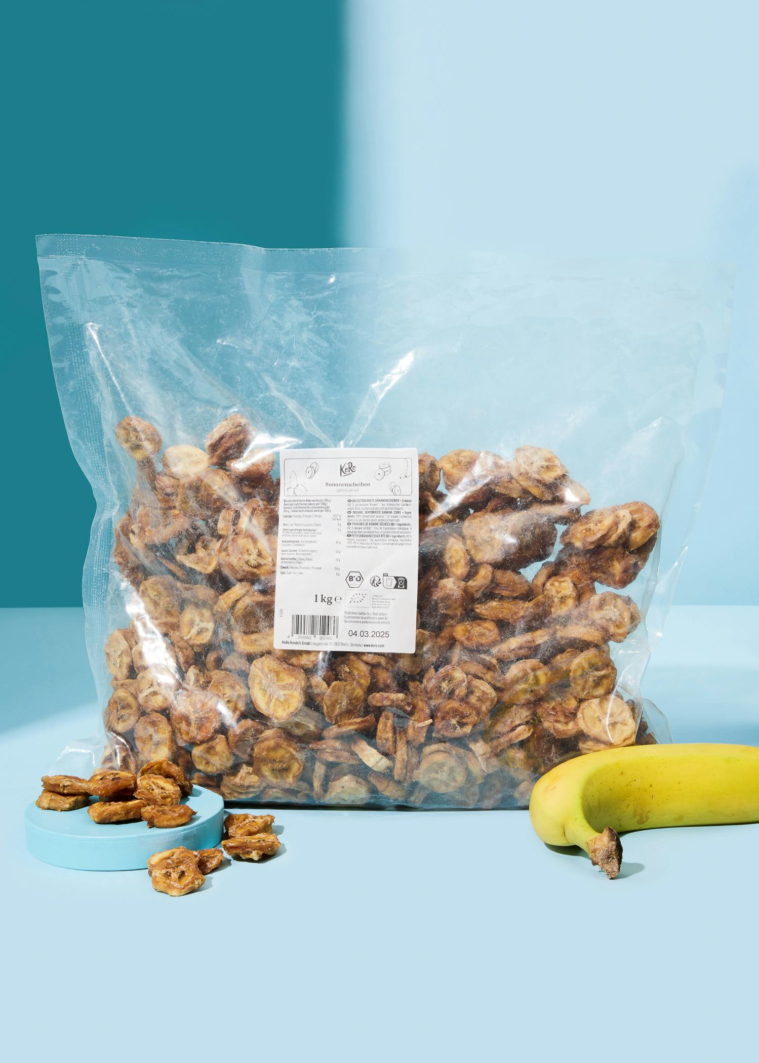 Organic dried banana slices 1kg