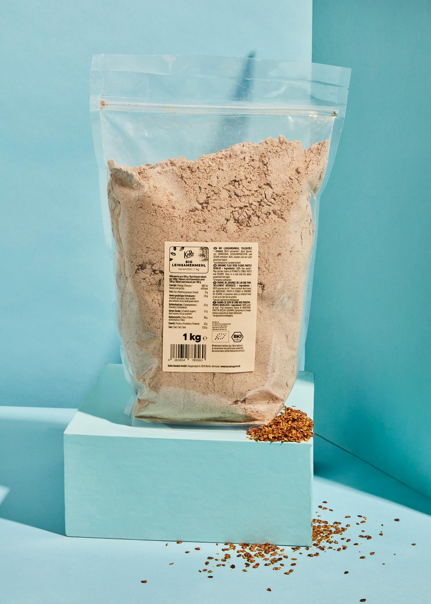 Organic flaxseed flour, partly de-oiled 1kg