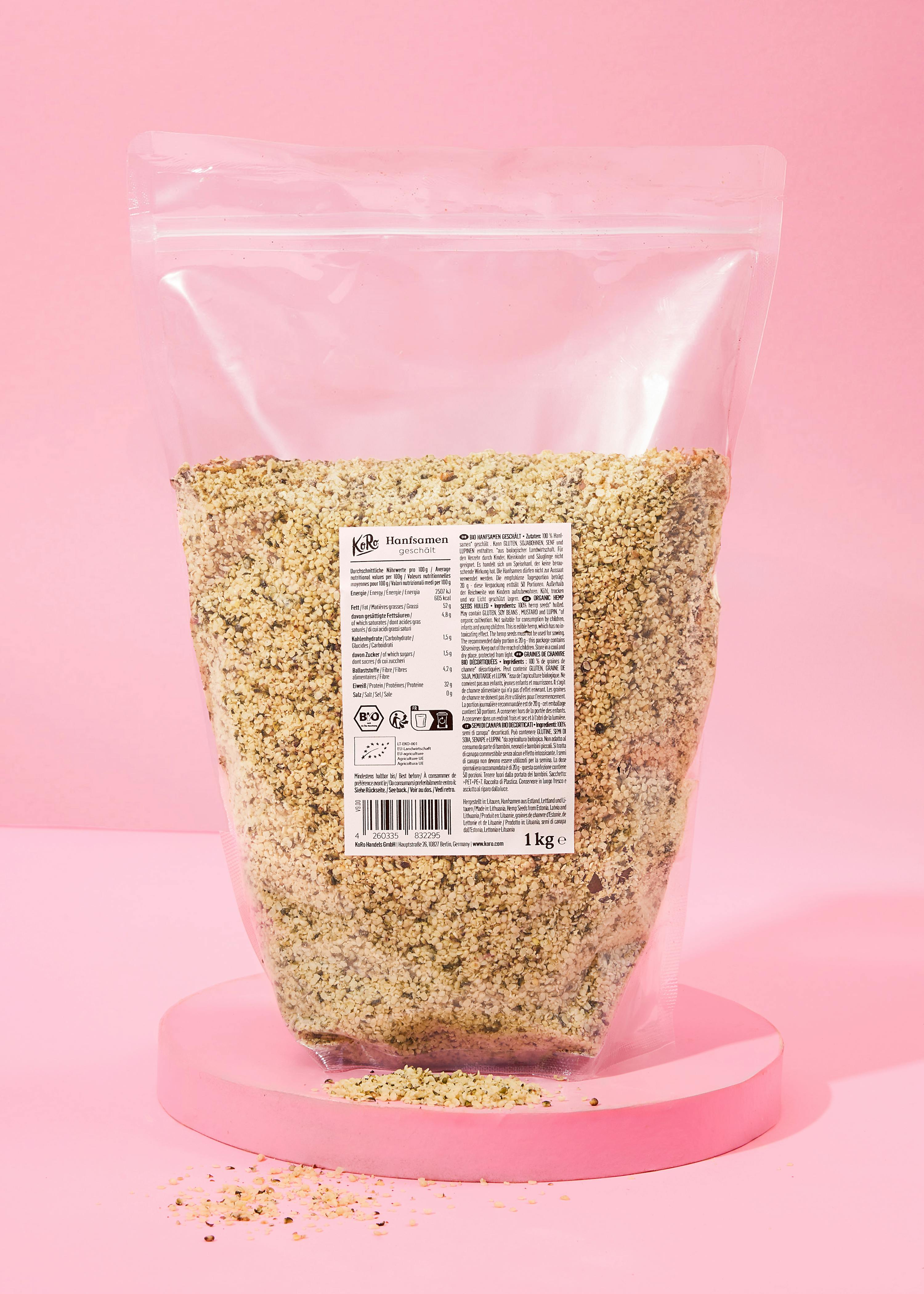 Organic hulled hemp seeds 1kg