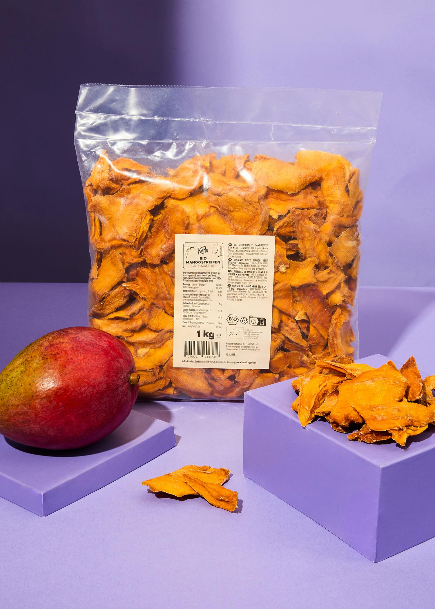 Organic Kent mango strips 1kg
