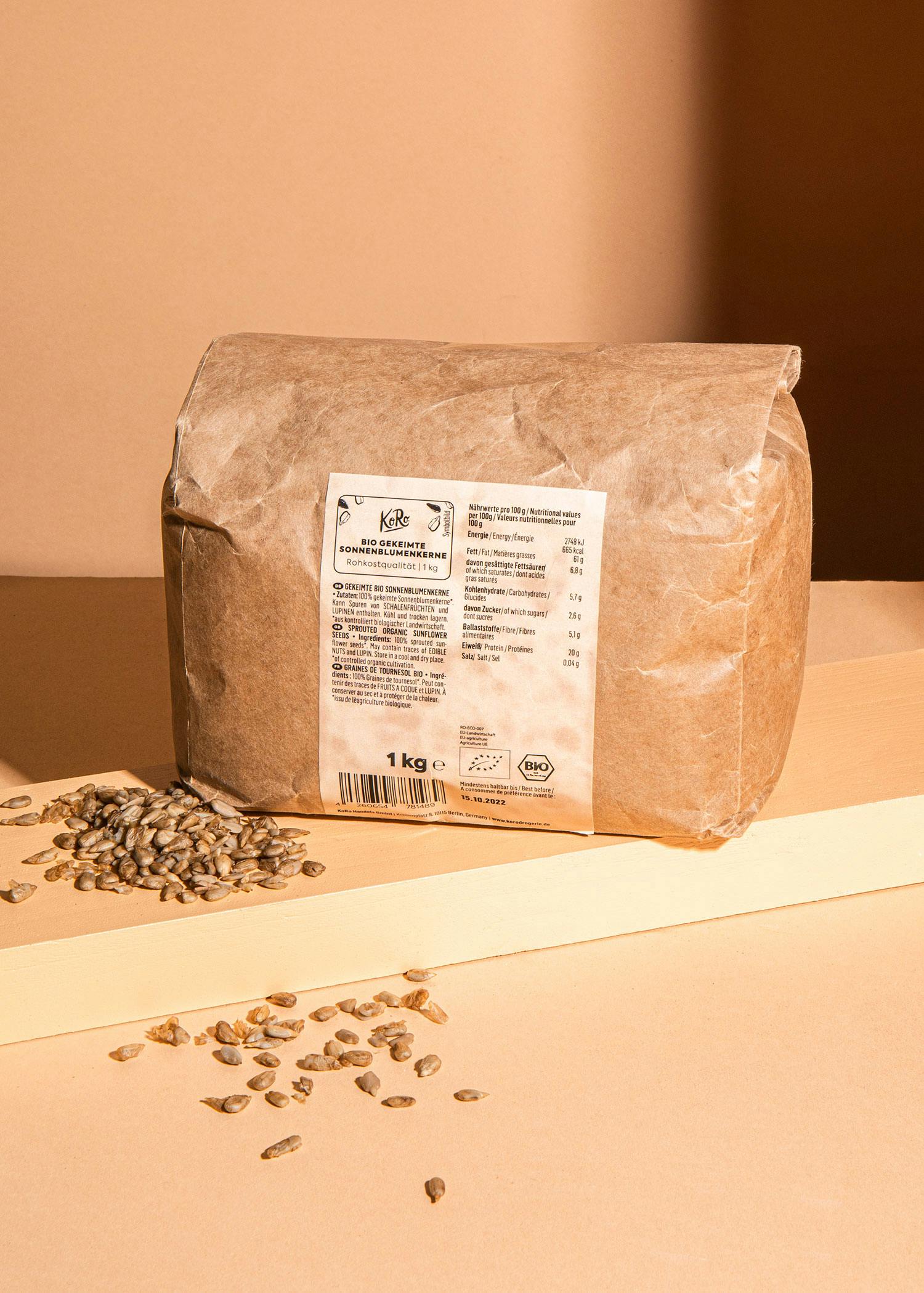 Organic sprouted sunflower seeds 1kg