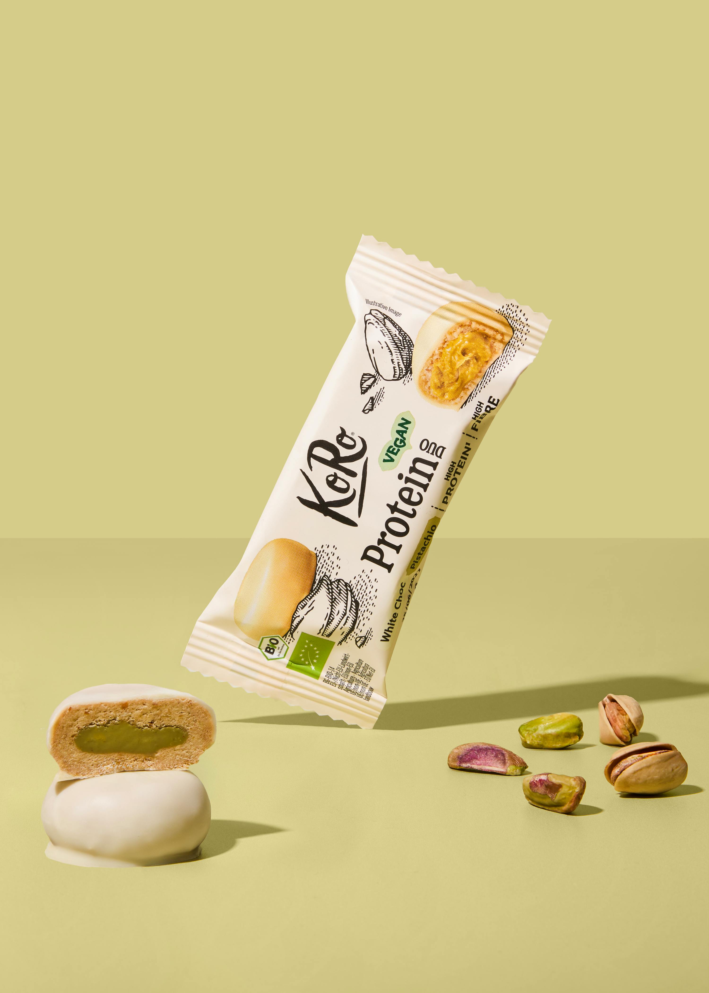 Organic white choc & pistachio protein bites 2 x 20g