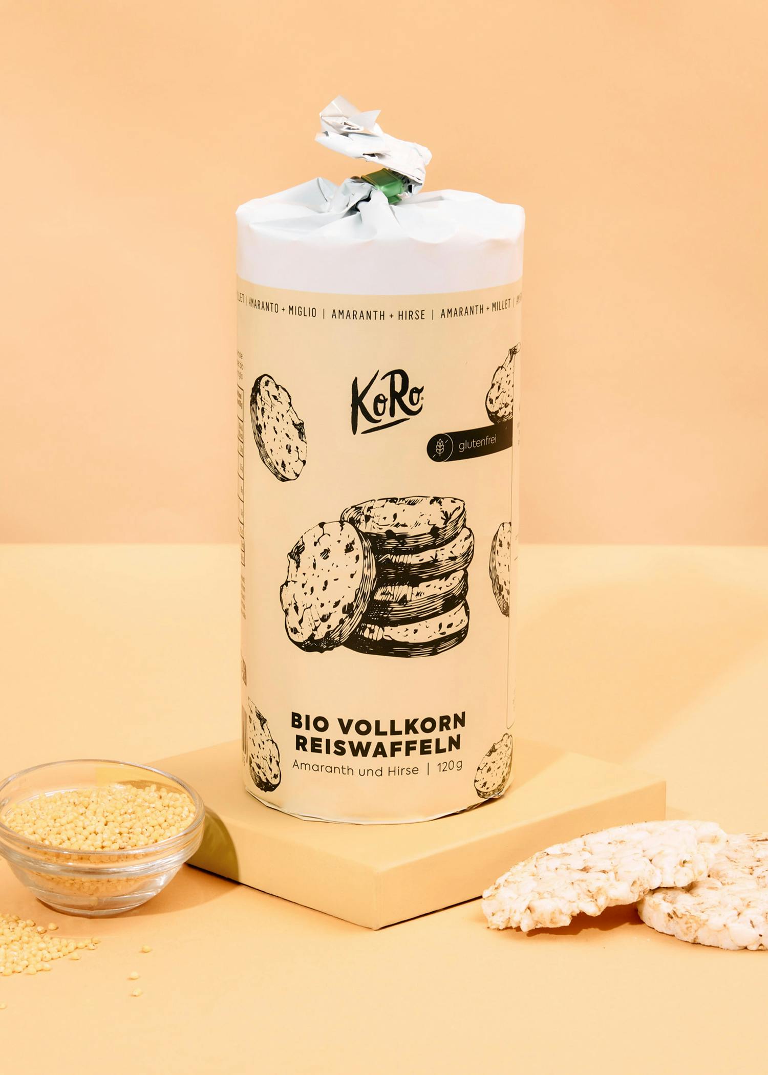 Organic whole-grain rice cakes with amaranth and millet 120g