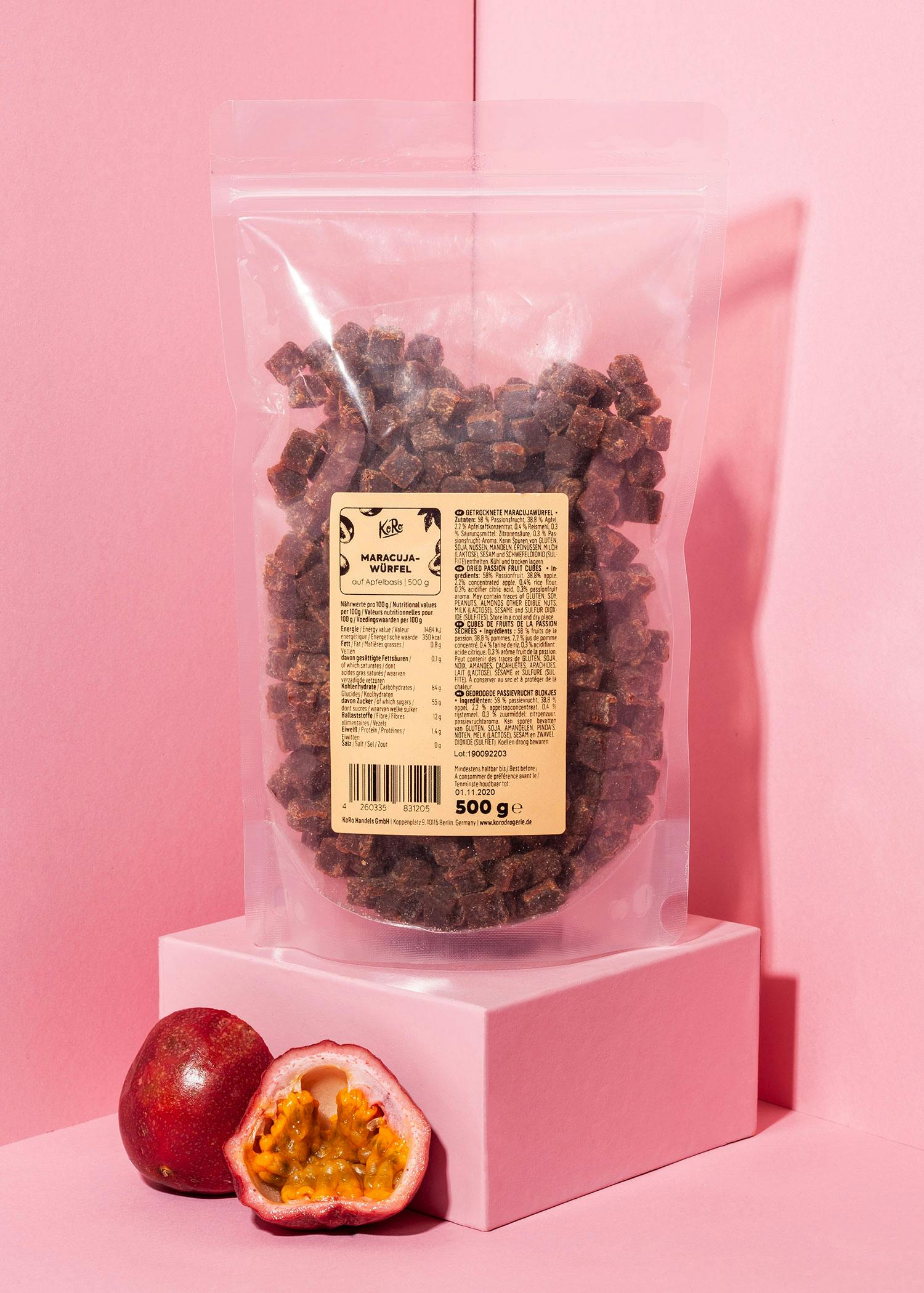 Passion fruit cubes 500g