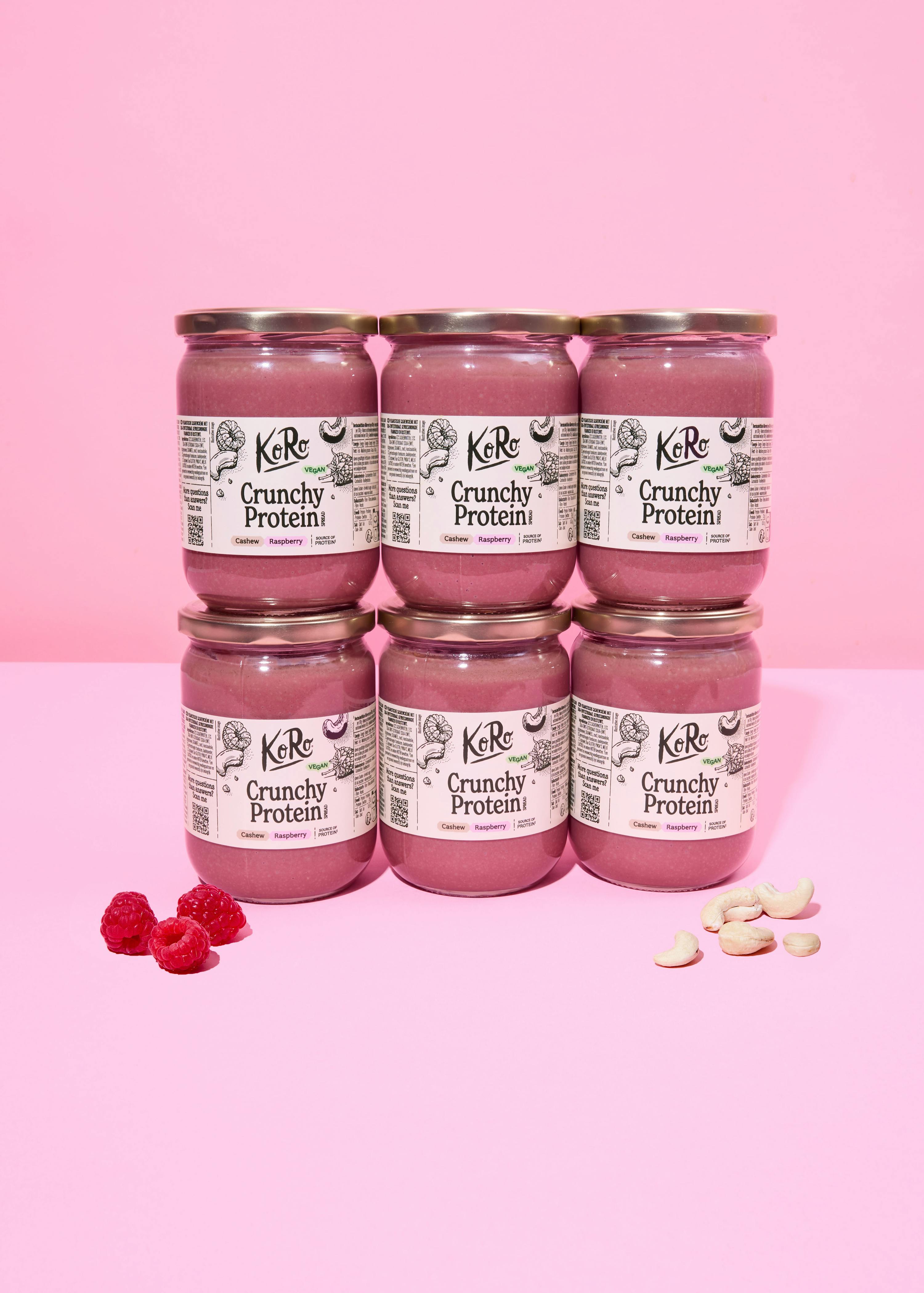 Vegan cashew and raspberry protein cream 6 x 500g